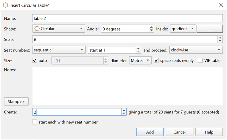 Insert circular table window