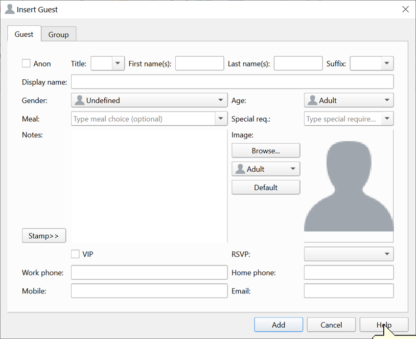 Insert guest window Insert guest window