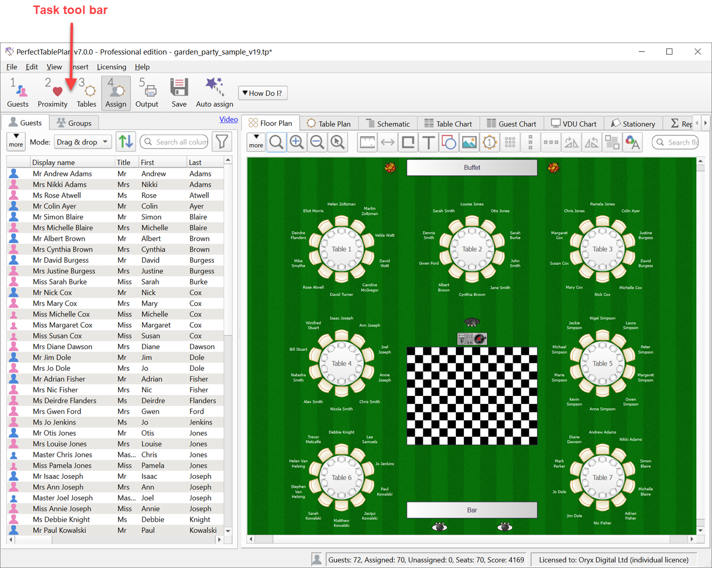 PerfectTablePlan main window