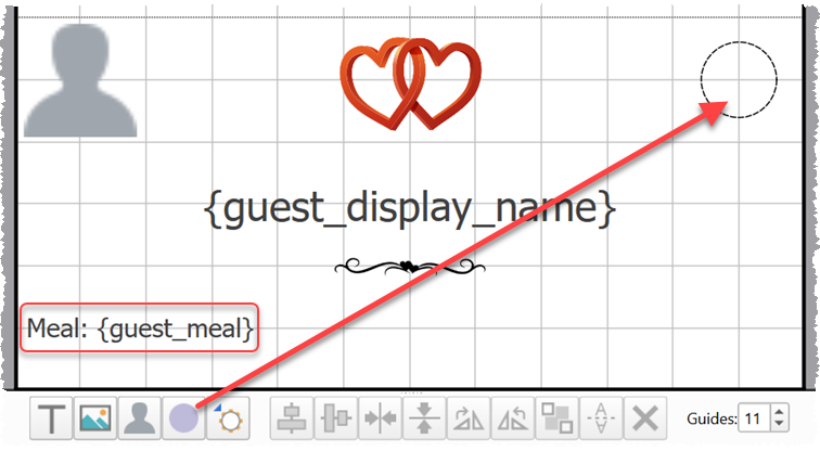 display meal on place card