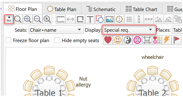 Show special requirements on floor plan as text Show special requirements on floor plan as text