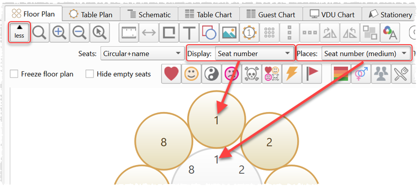show table plan seat numbers