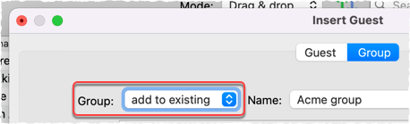 insert guest into existing group insert guest into existing group