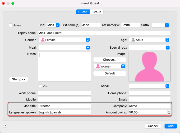 guest custom fields