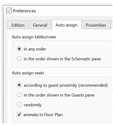 Automatic seat assignment preferences Automatic seat assignment preferences
