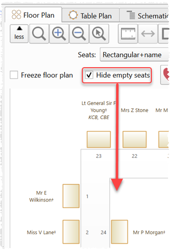 hide empty seats in a floor plan