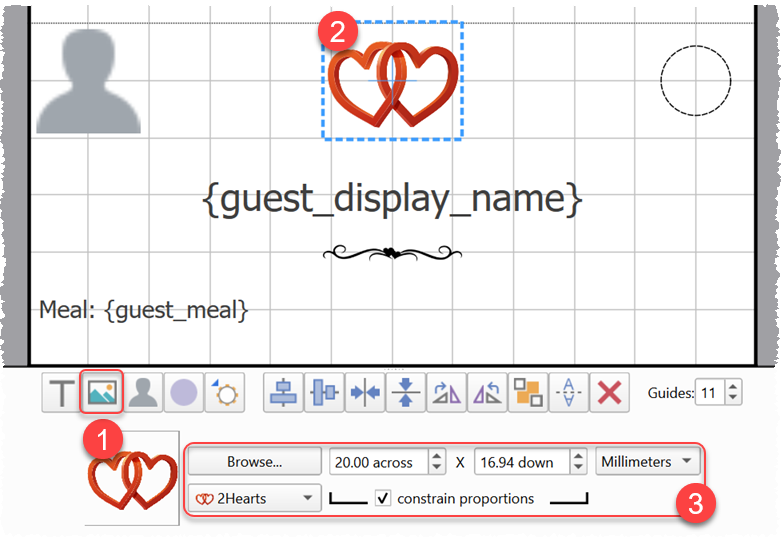 adding images to place cards