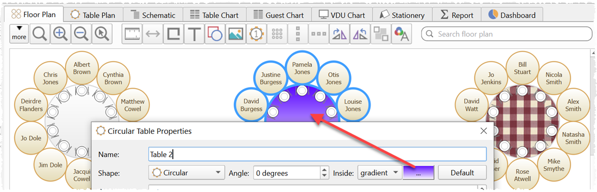 change table colour on the floor plan change table colour on the floor plan