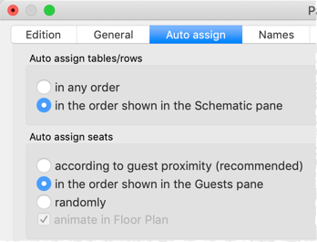 automatic seat assignment by guest order