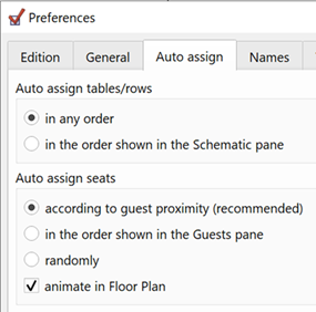 Automatic seat assignment preferences
