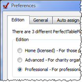 changing edition in the 'Preferences' window