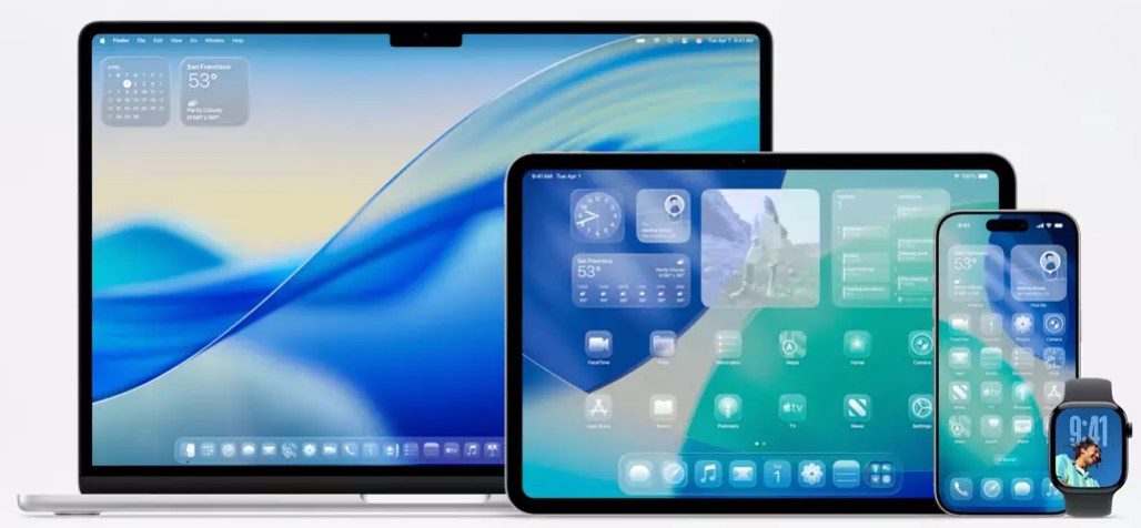 macOS 26 Tahoe 'liquid glass'.